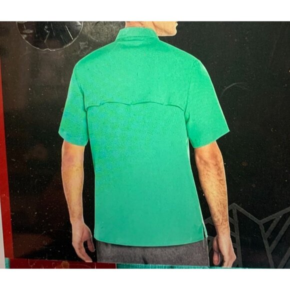 New Eddie Bauer Mens Sz XL Short Sleeve Button Up Green Moisture Wicking Mesh Li - Picture 5 of 5